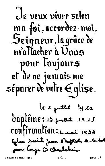 Prière le 8 juillet 1950